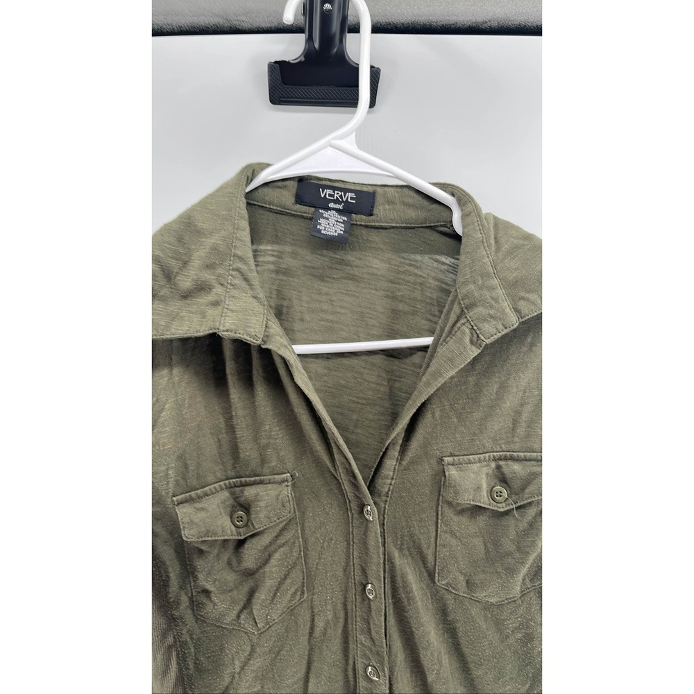 Verve Ami Women's Green Cotton Blend Button Up Shirt Size M Blouse‎